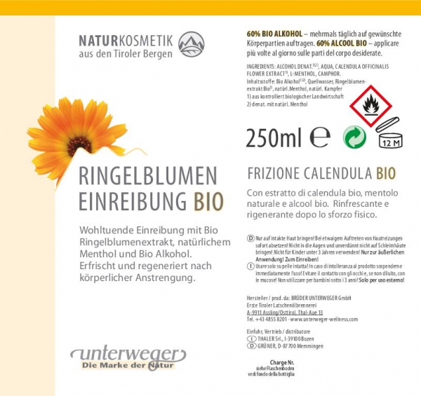 Unterweger Ringelblumen Einreibung Bio 250 ml